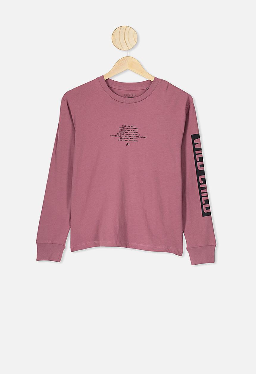 Free by Cotton On - Rufus long sleeve tee - vintage berry