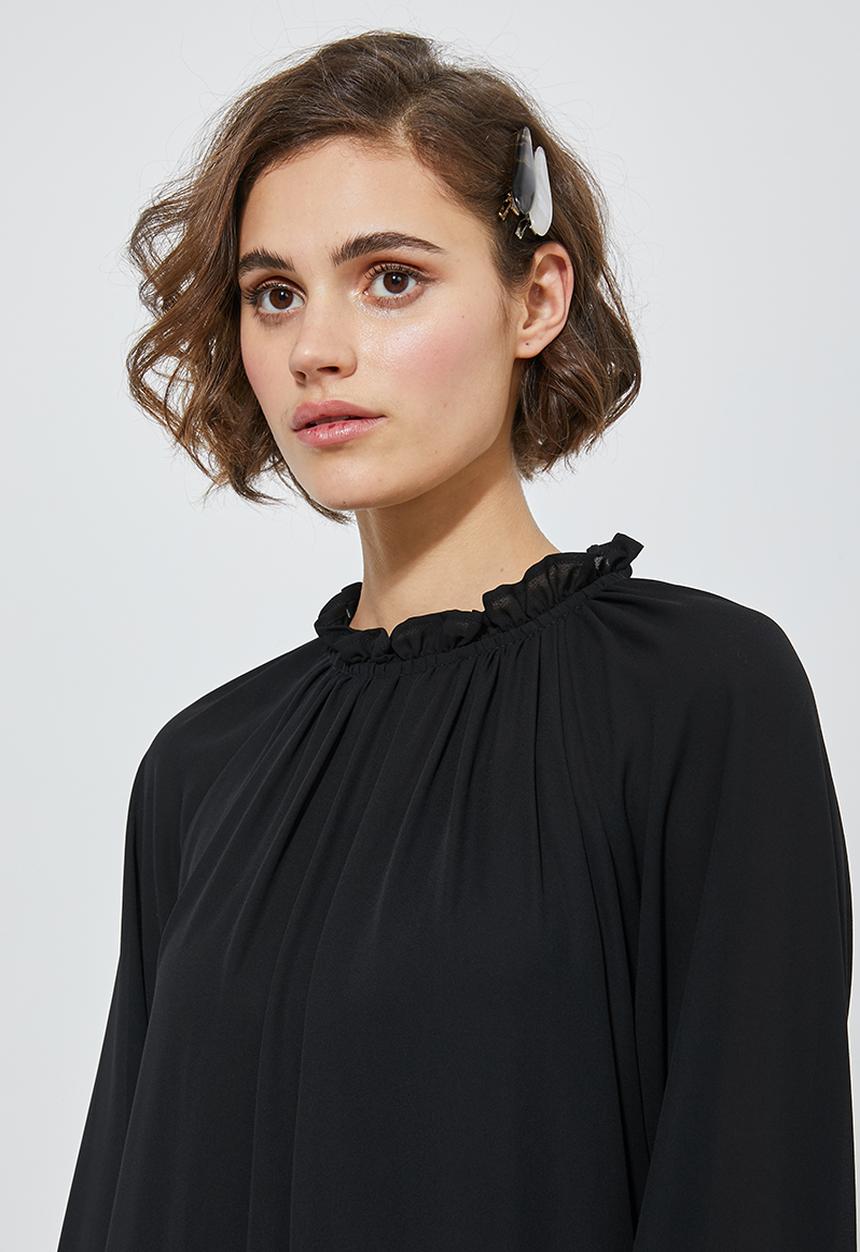 Superbalist - Ruffle neck dropped waist dress - black