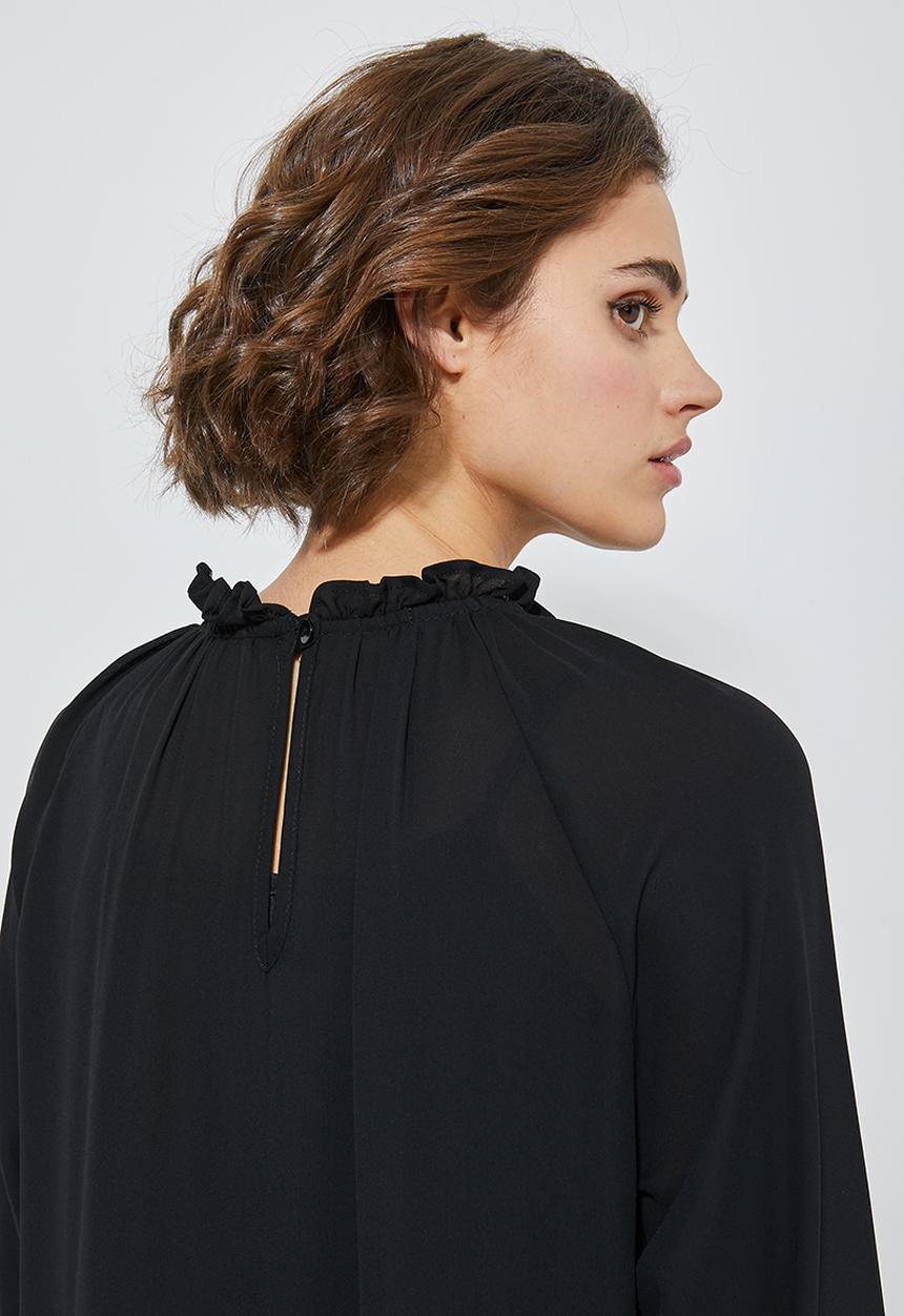 Superbalist - Ruffle neck dropped waist dress - black