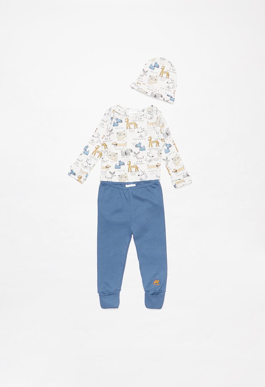 UP Baby - Boys doggie bodysuit set - blue & white