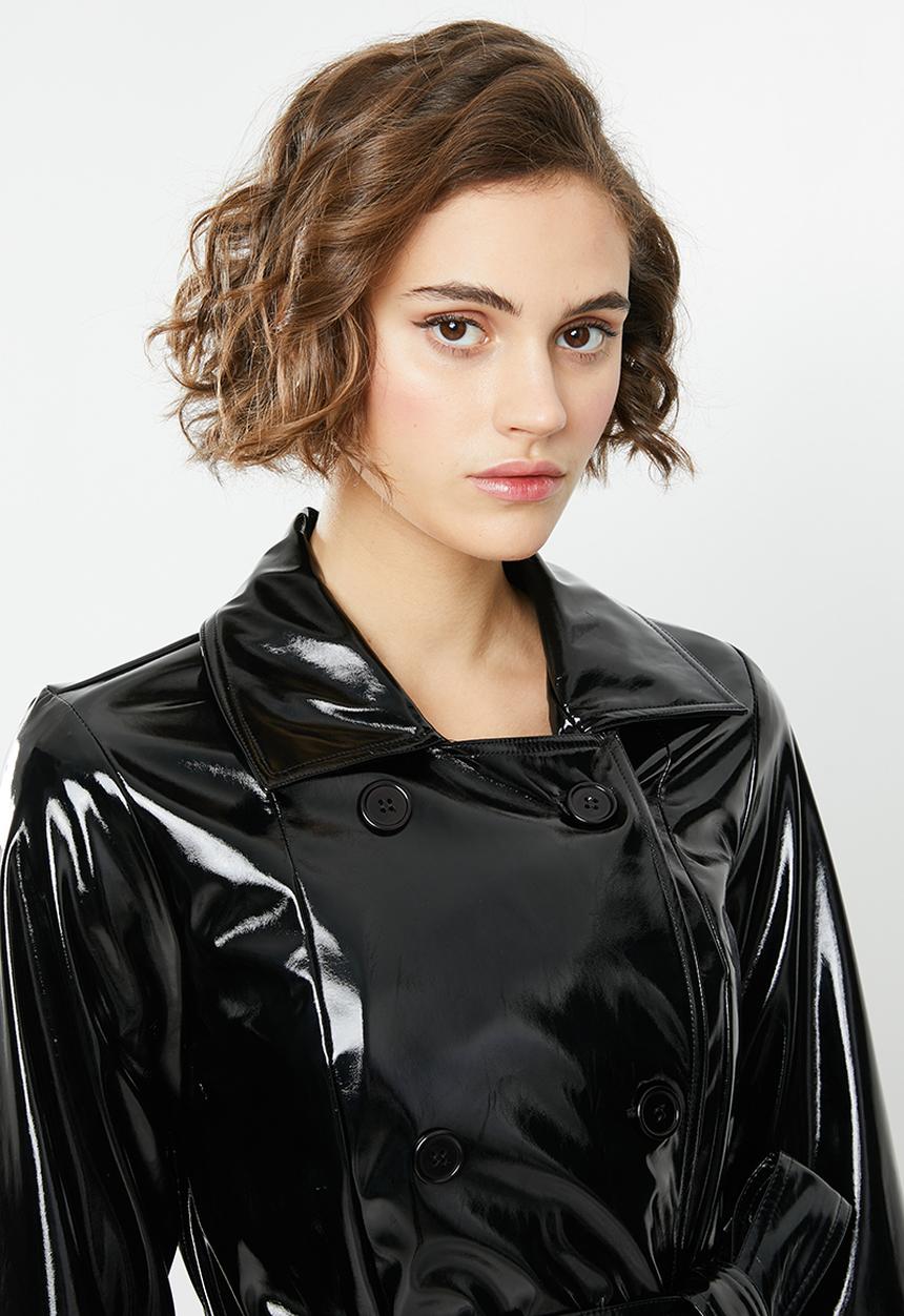 Blake - Vinyl trench coat - black