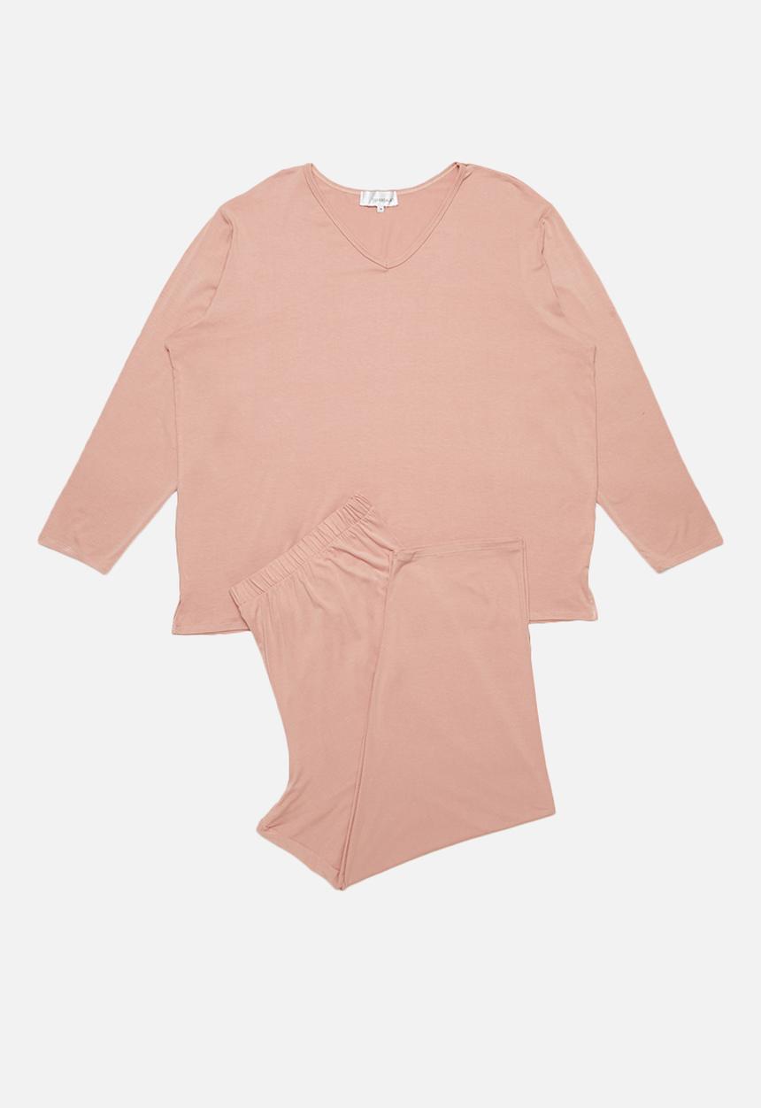 Superbalist - V-neck sleep top & pants set - dusty pink 