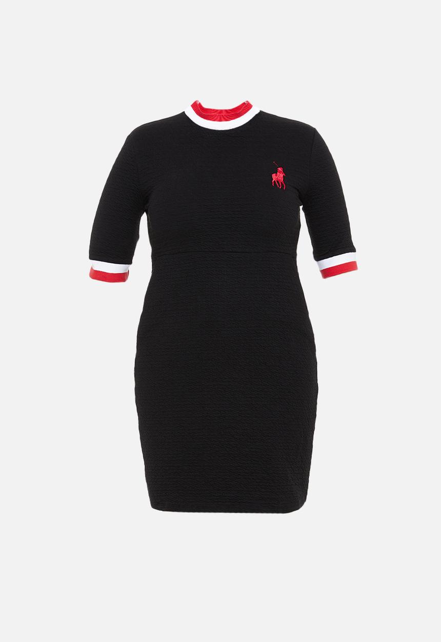 POLO - Plus Monna rib turtle neck dress - black