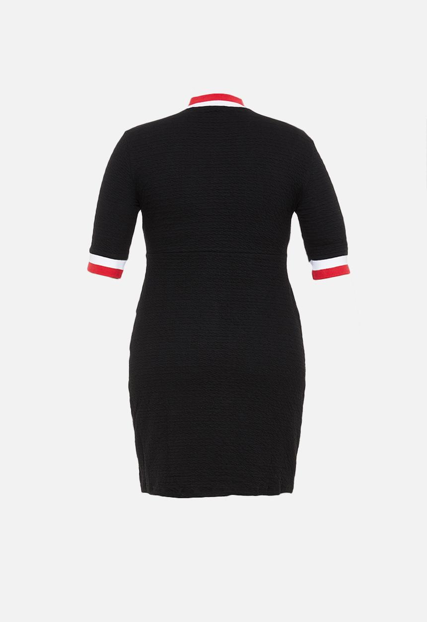 POLO - Plus Monna rib turtle neck dress - black