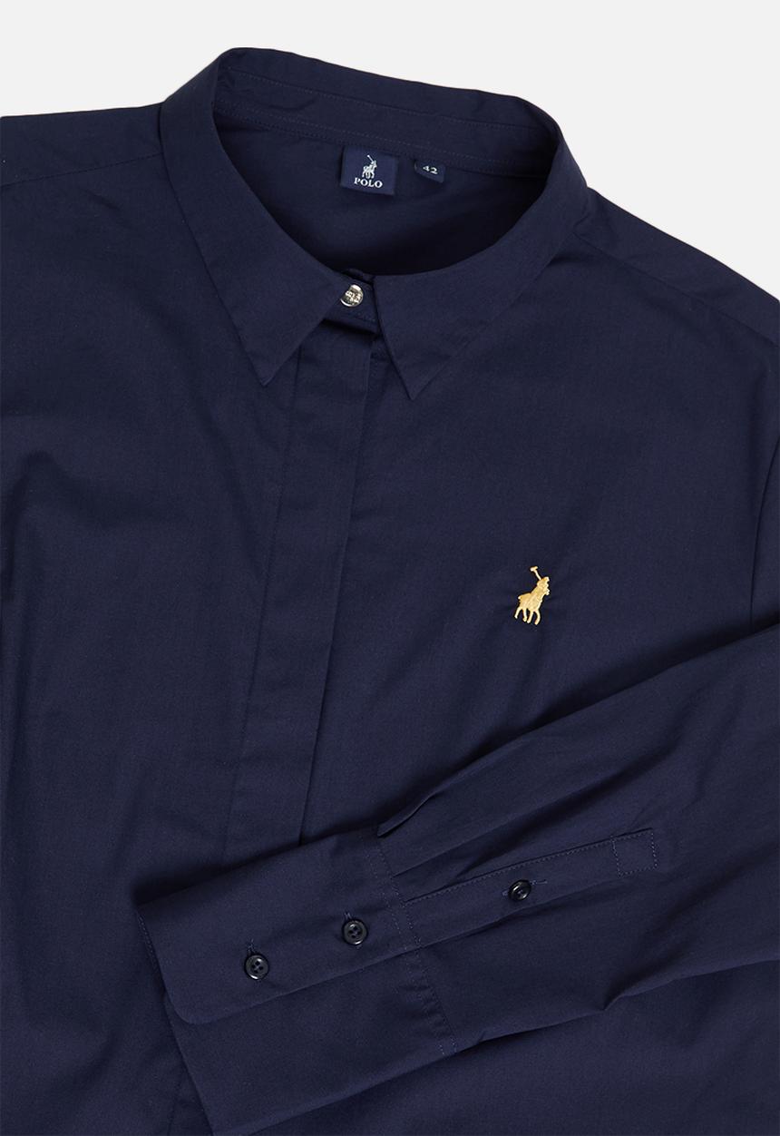 POLO - Plus Arabelle concealed front shirt - navy