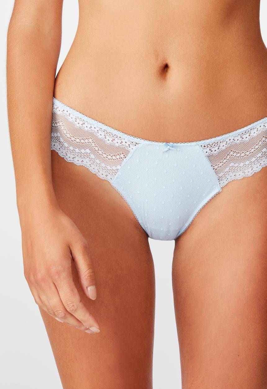 Cotton On - Alice lace bikini brief - blue