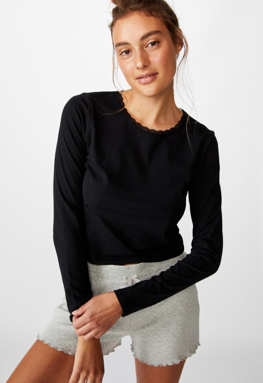 Cotton On - Bed time jersey top - black