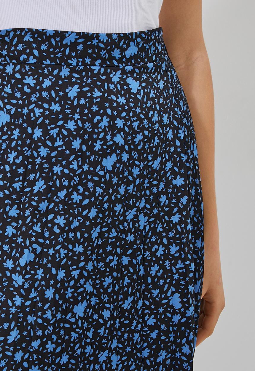 Superbalist - Asymmetric pleated midi skirt - black & blue