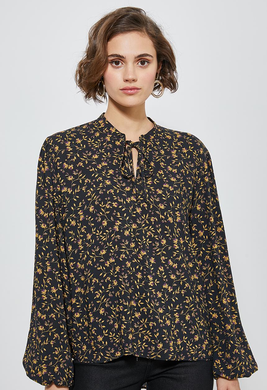Superbalist - Key hole blouse - black & yellow