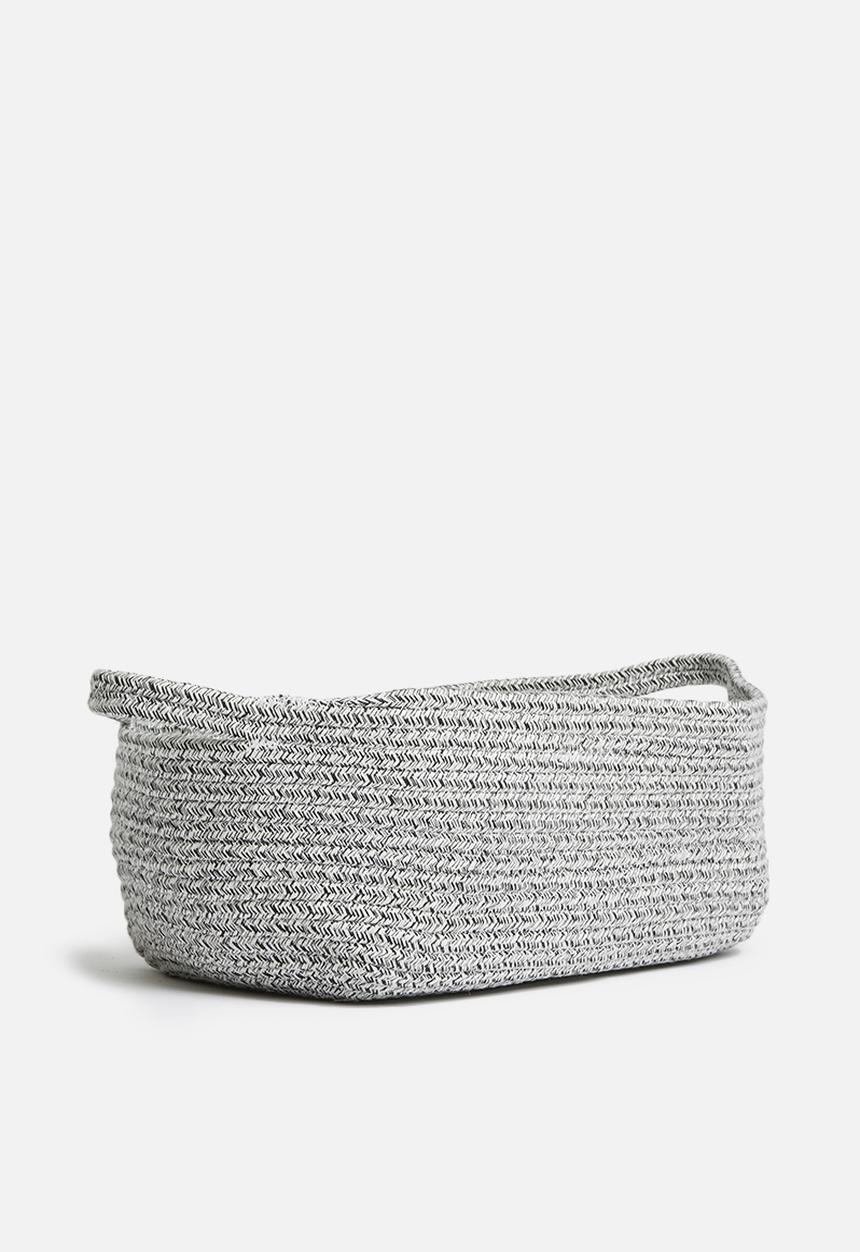 Sixth Floor - Cotton rope storage basket - black & white 