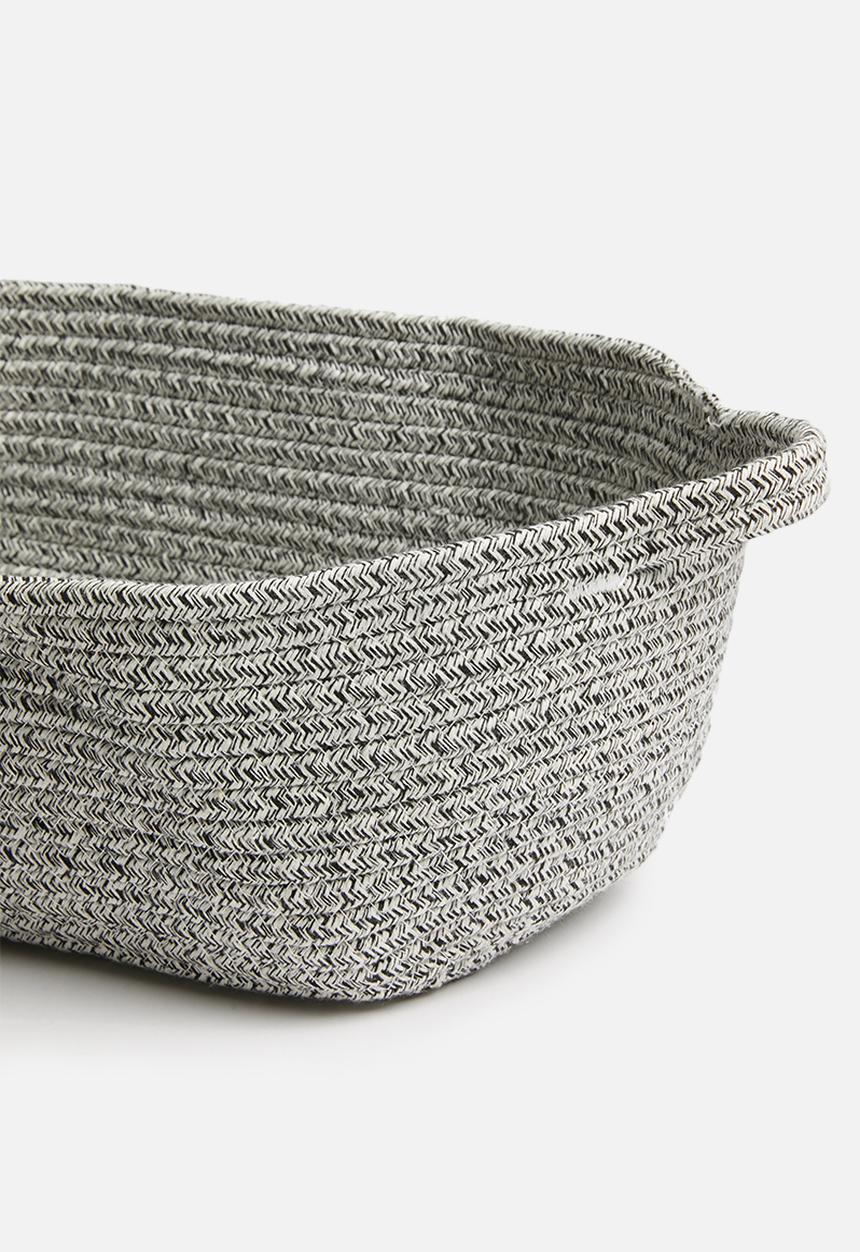 Sixth Floor - Cotton rope storage basket - black & white 