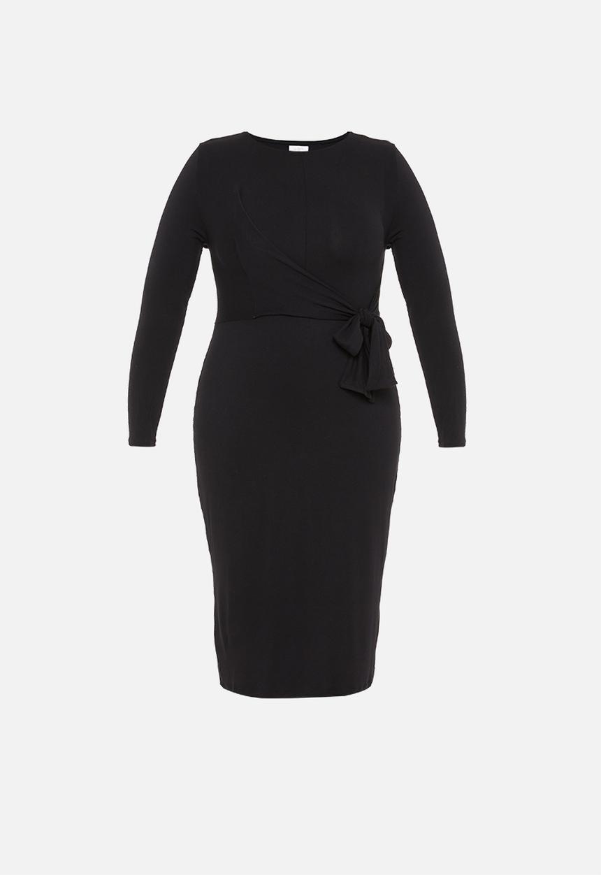 edit Plus - Tie detail bodycon - black