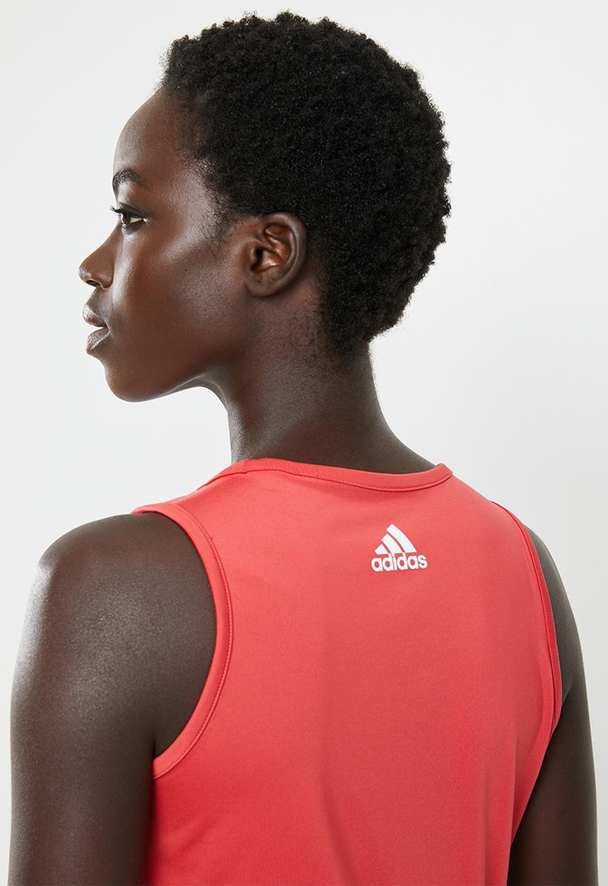 adidas Performance - 3 stripe scoop tank - red