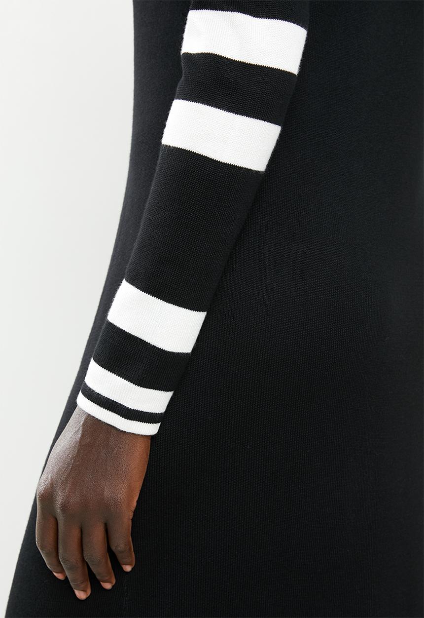 POLO - Norma knit dress - black & white