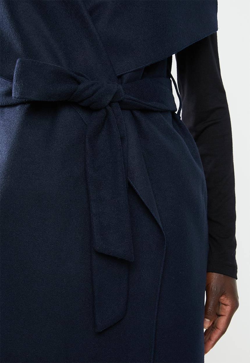 edit - Sleeveless melton coat - navy