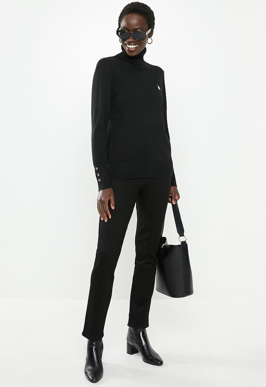 POLO - Eva long sleeve polo neck - black