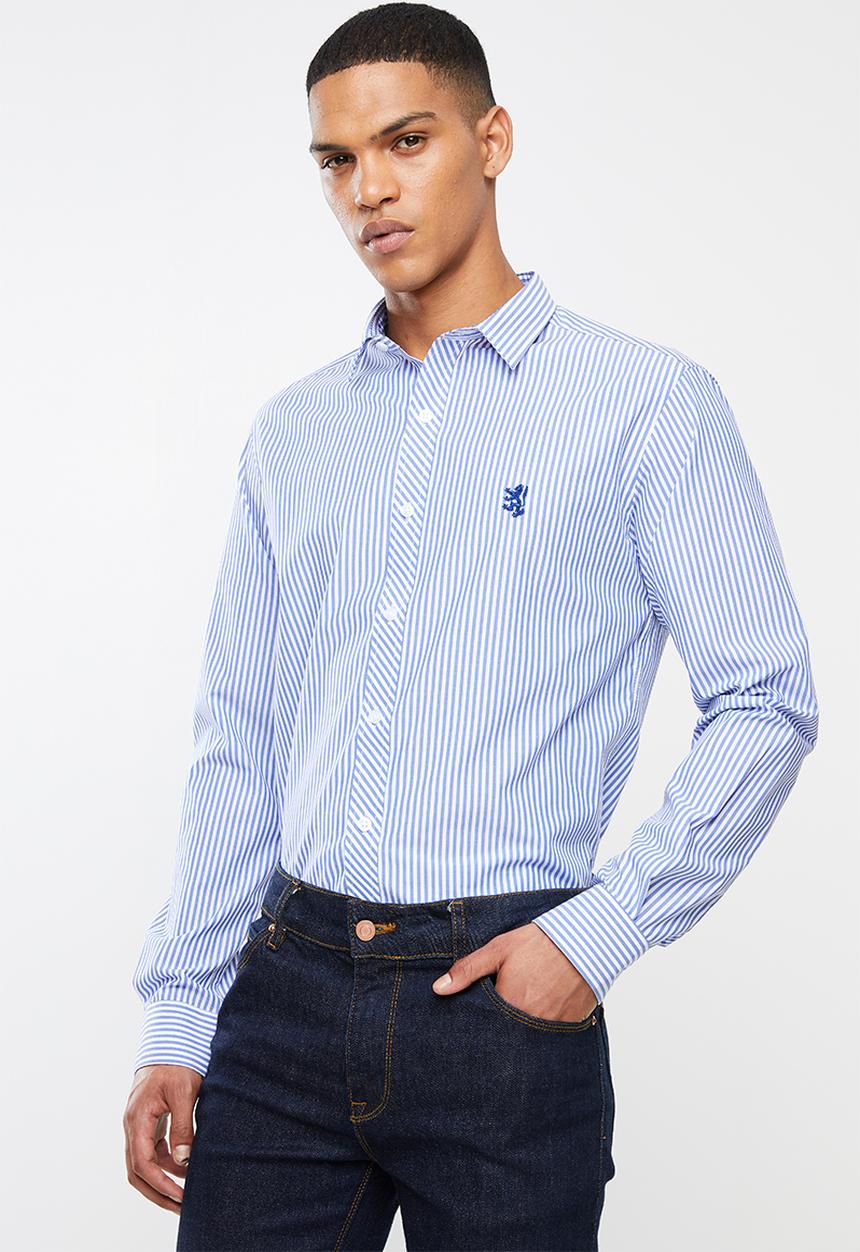Pringle of Scotland - Daxton long sleeve styled shirt - blue & white