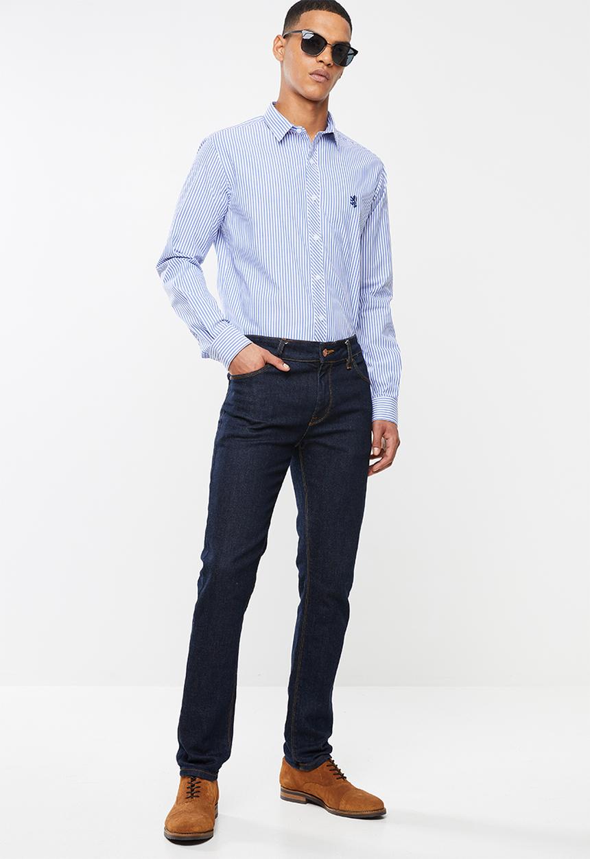 Pringle of Scotland - Daxton long sleeve styled shirt - blue & white