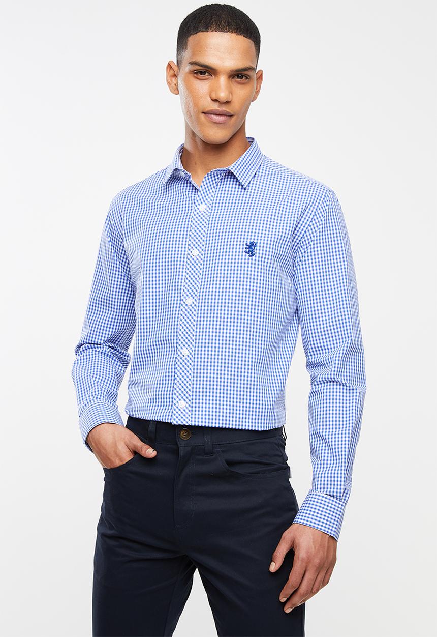 Pringle of Scotland - Devin long sleeve styled shirt - blue & white