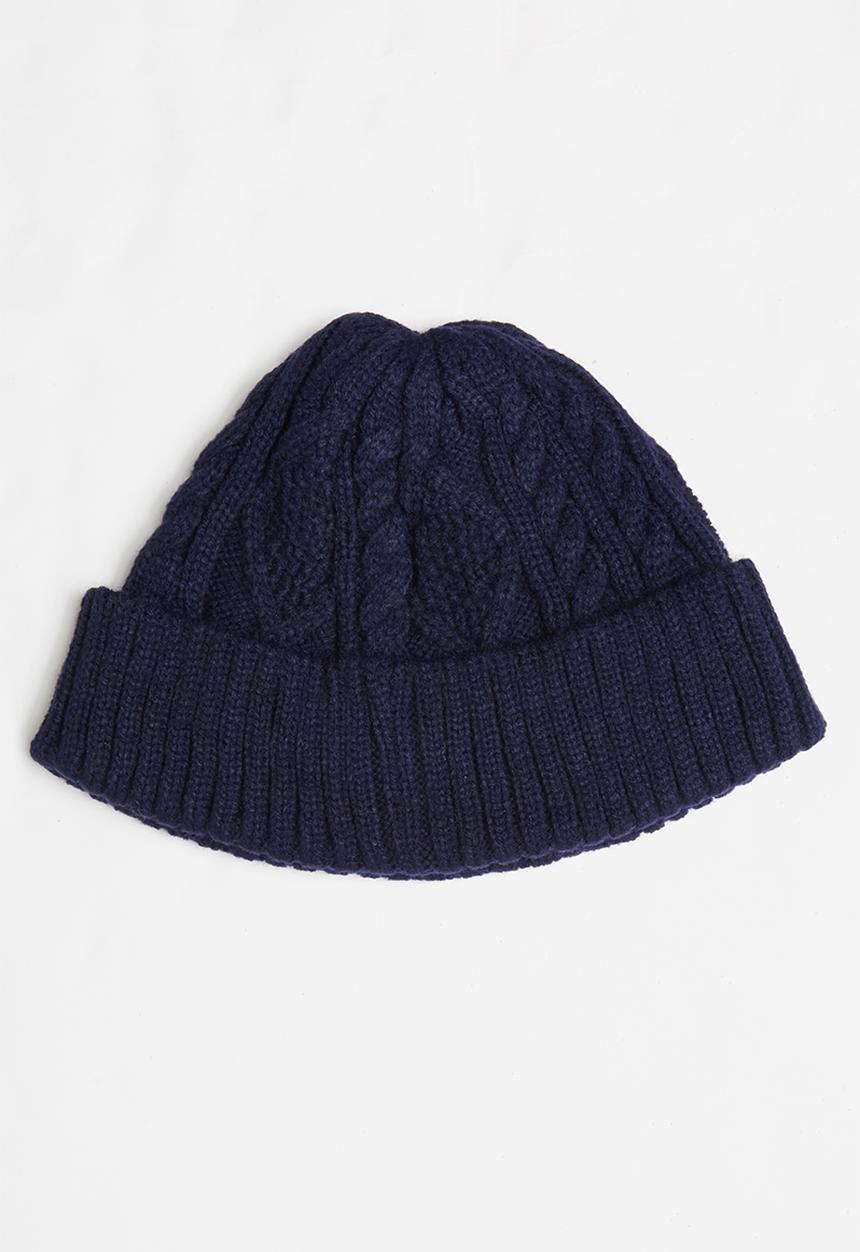 Superbalist - Cable knit fisherman beanie - navy 
