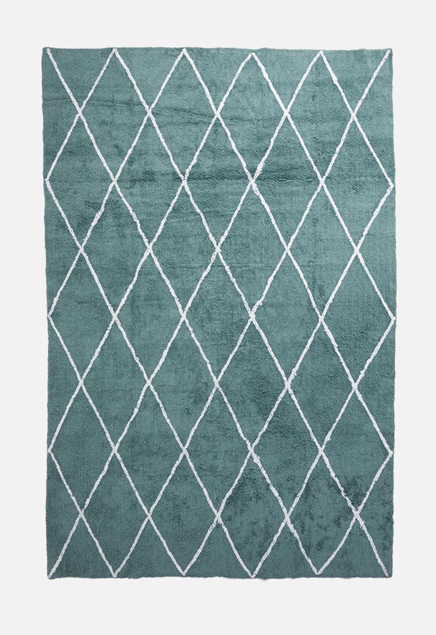 Sixth Floor - Coral blue tufted rug - teal blue & white