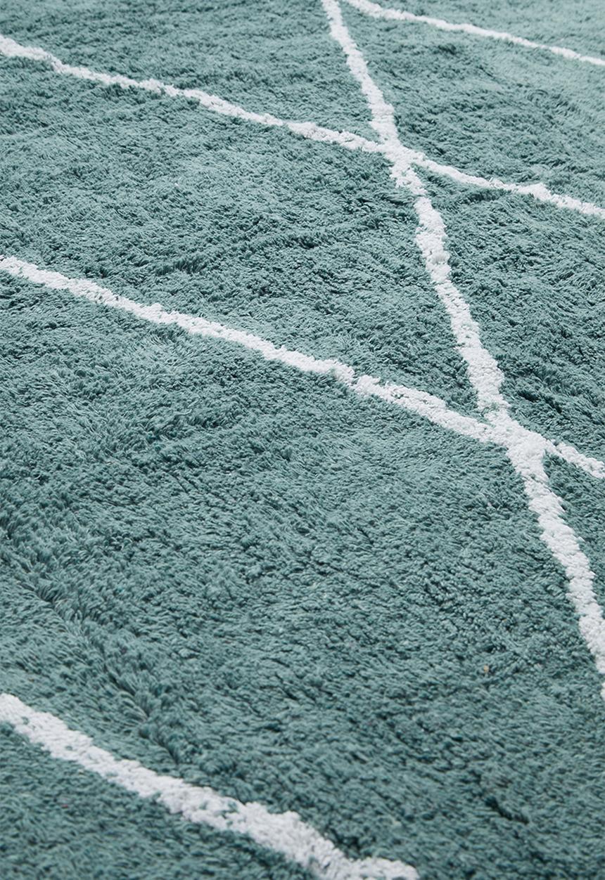 Sixth Floor - Coral blue tufted rug - teal blue & white