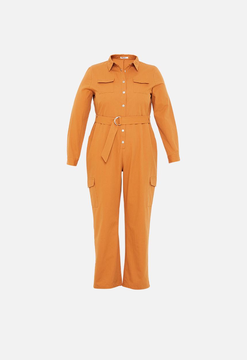 Glamorous - Plus ginger military jumpsuit - ginger