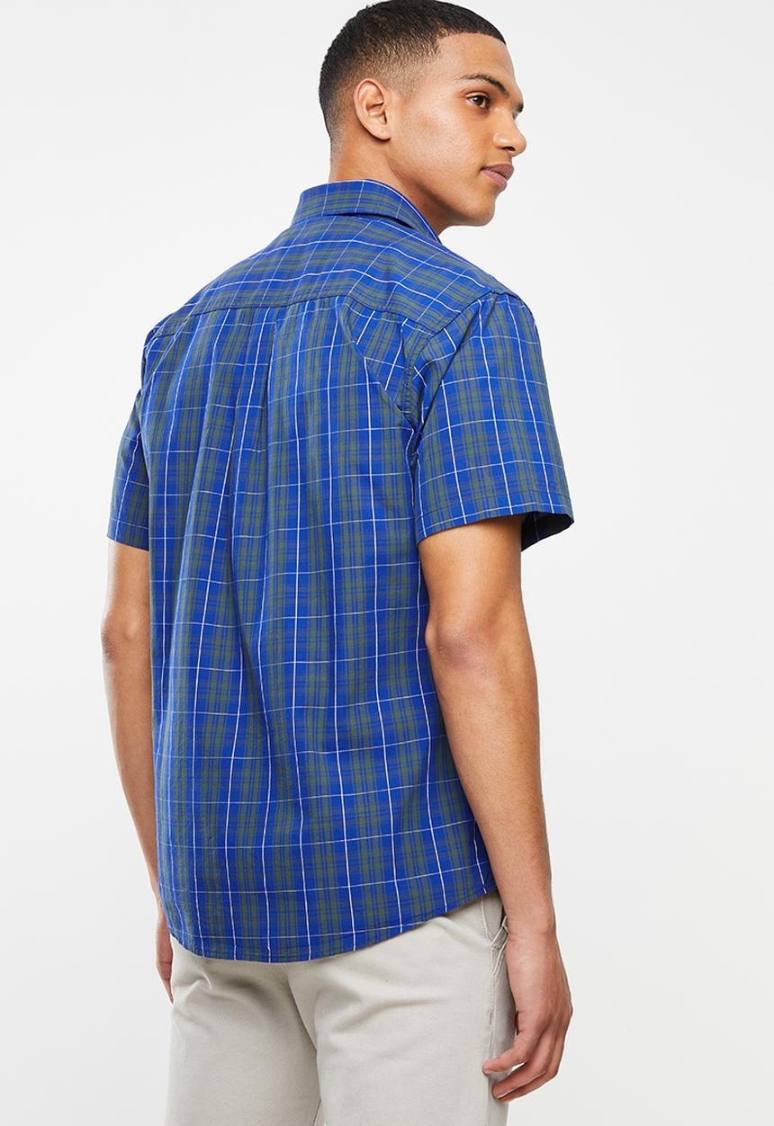 JEEP - Check short sleeve shirt - teal & navy