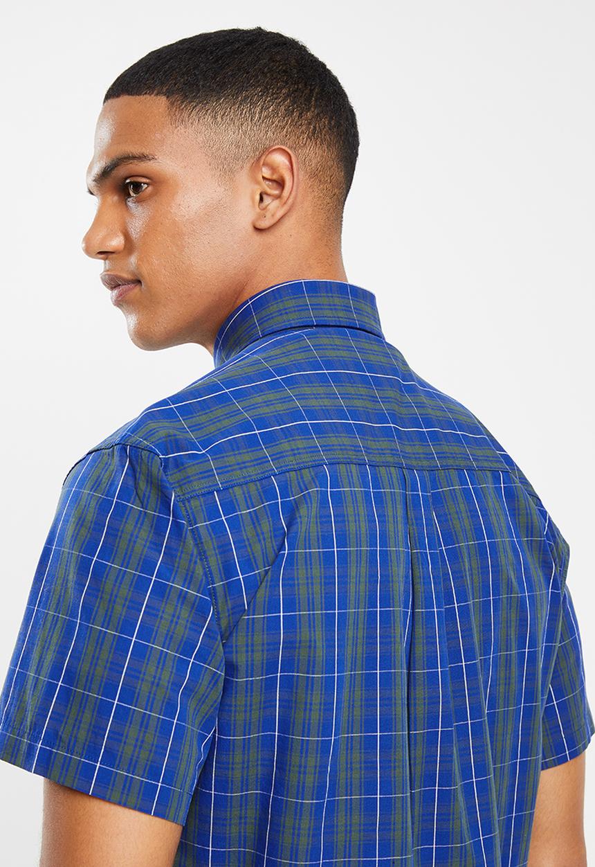 JEEP - Check short sleeve shirt - teal & navy