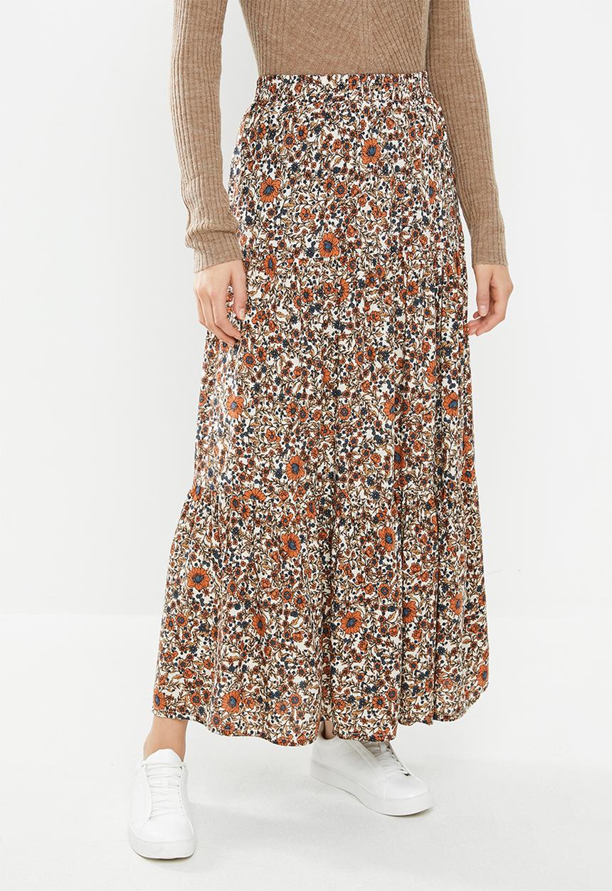Cotton On - Jasmine maxi skirt jordyn floral - rust & navy 