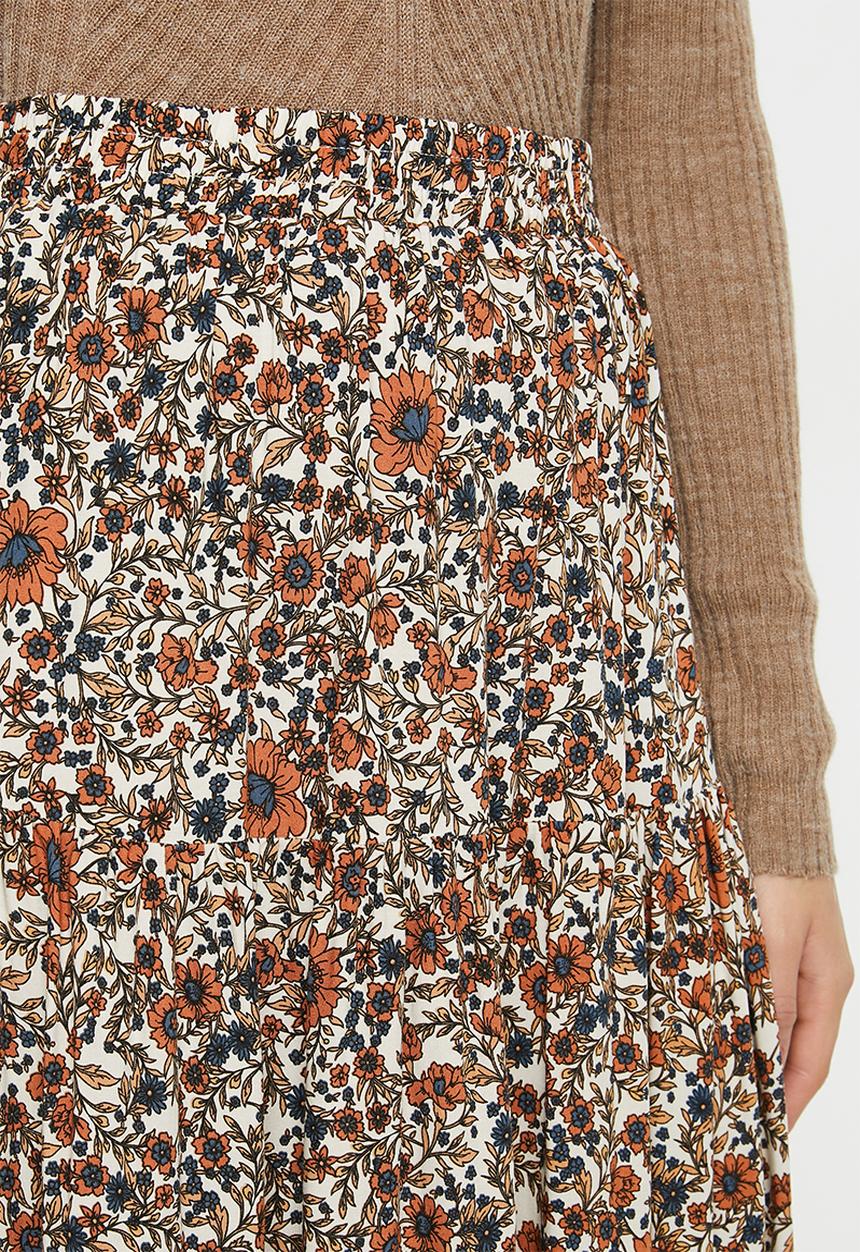 Cotton On - Jasmine maxi skirt jordyn floral - rust & navy 