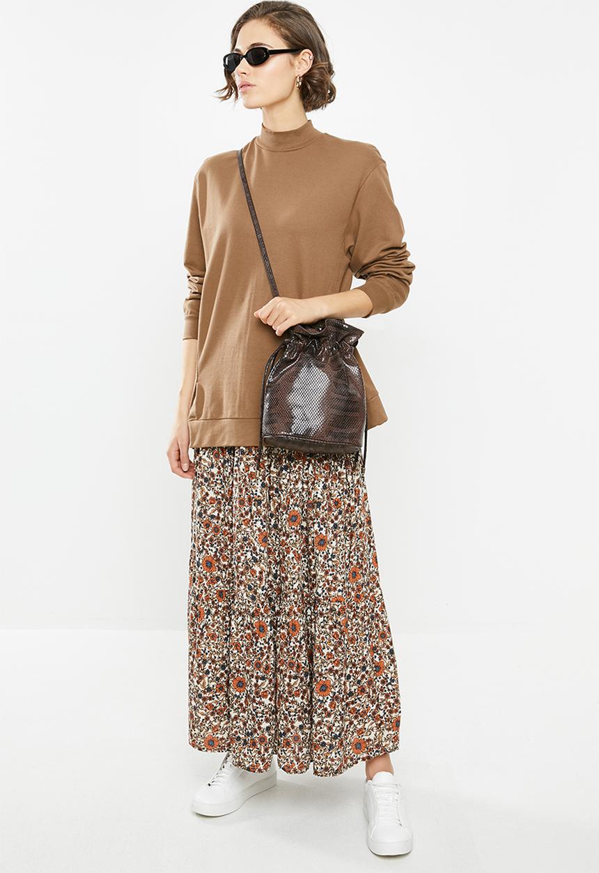 Cotton On - Jasmine maxi skirt jordyn floral - rust & navy 