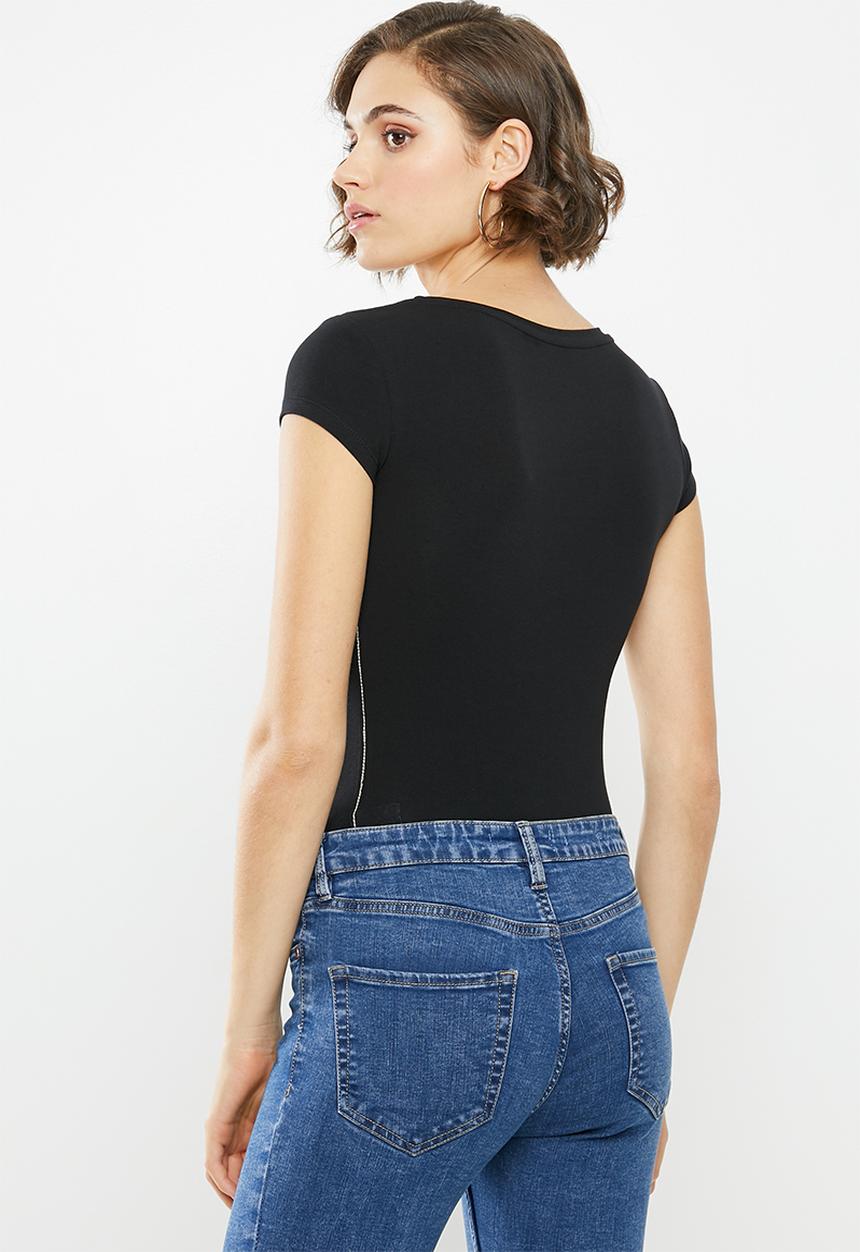 SISSY BOY - Round neck basic logo tee - black
