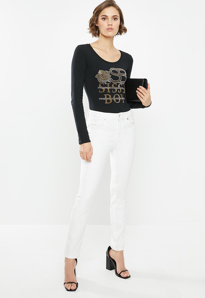 SISSY BOY - Round neck logo with bling logo - black