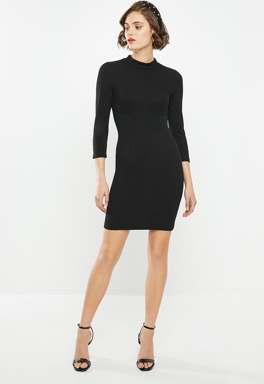 Glamorous - 3/4 Sleeve mini bodycon dress - black
