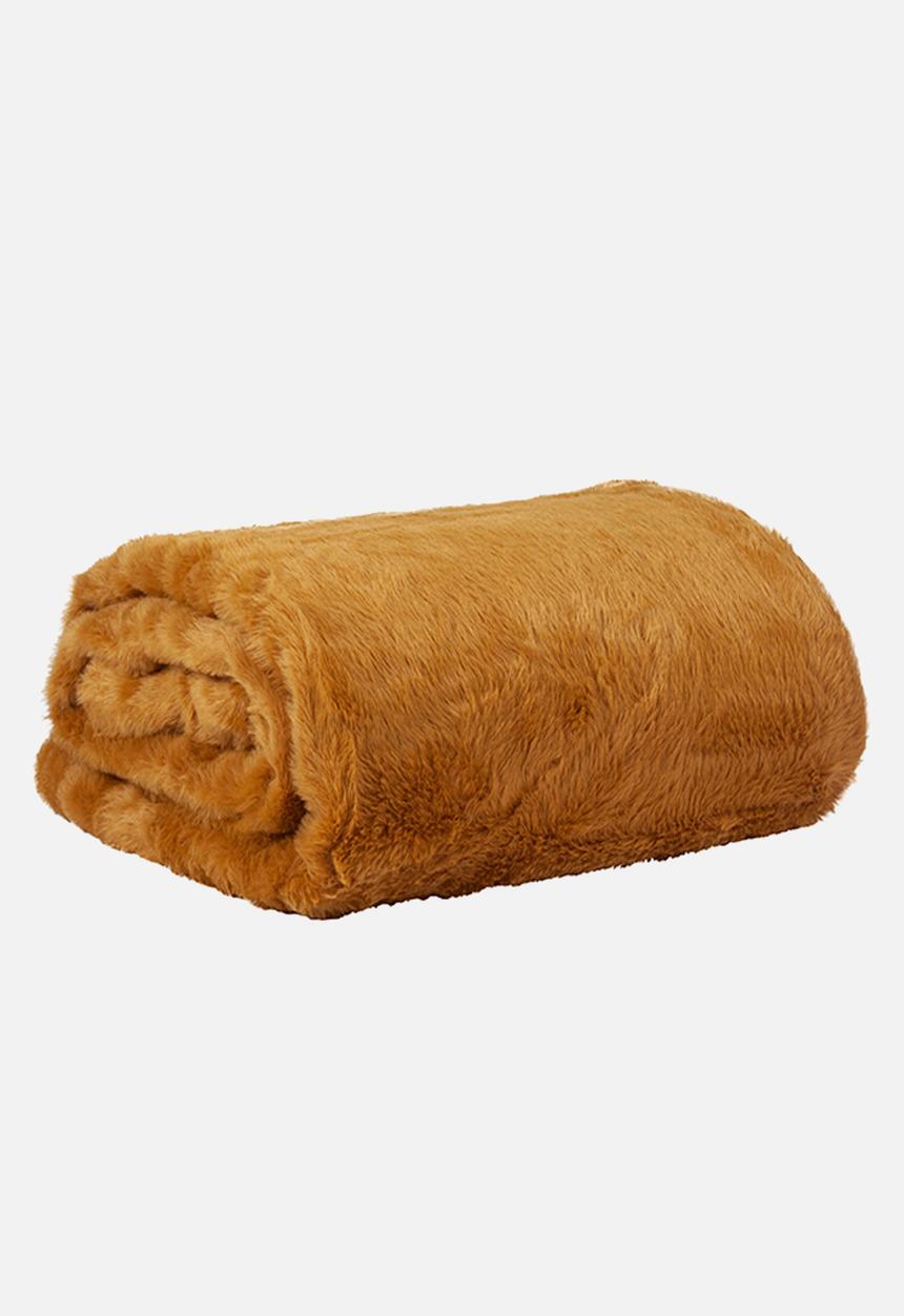 Hertex Haus - Panther faux fur throw - sulphur yellow
