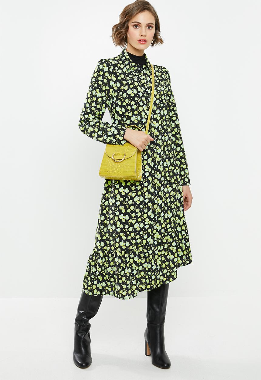 Glamorous - Mini wrap dress - green & black