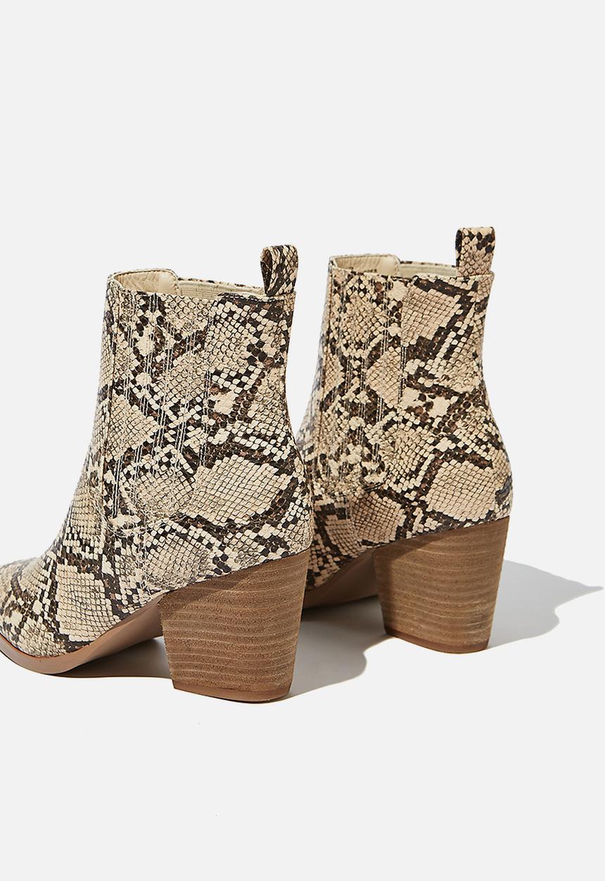 Cotton On - Jolene gusset boot - cream & black 