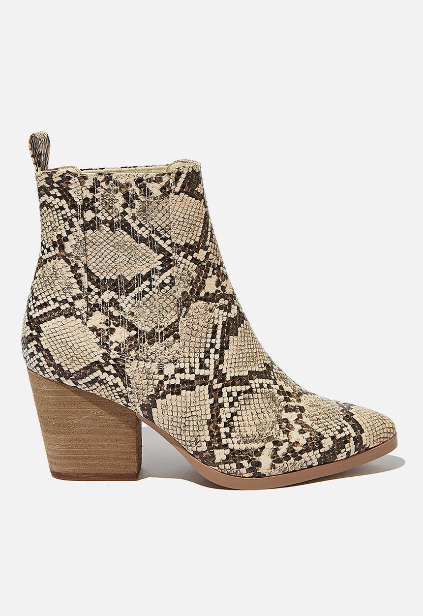 Cotton On - Jolene gusset boot - cream & black 