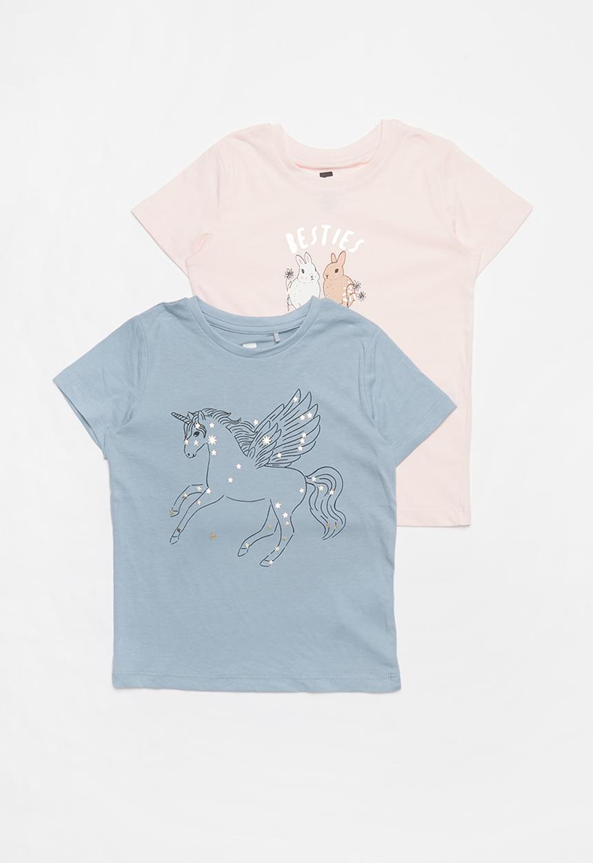 Cotton On - Penelope short sleeve tee 2 pack - blue & pink