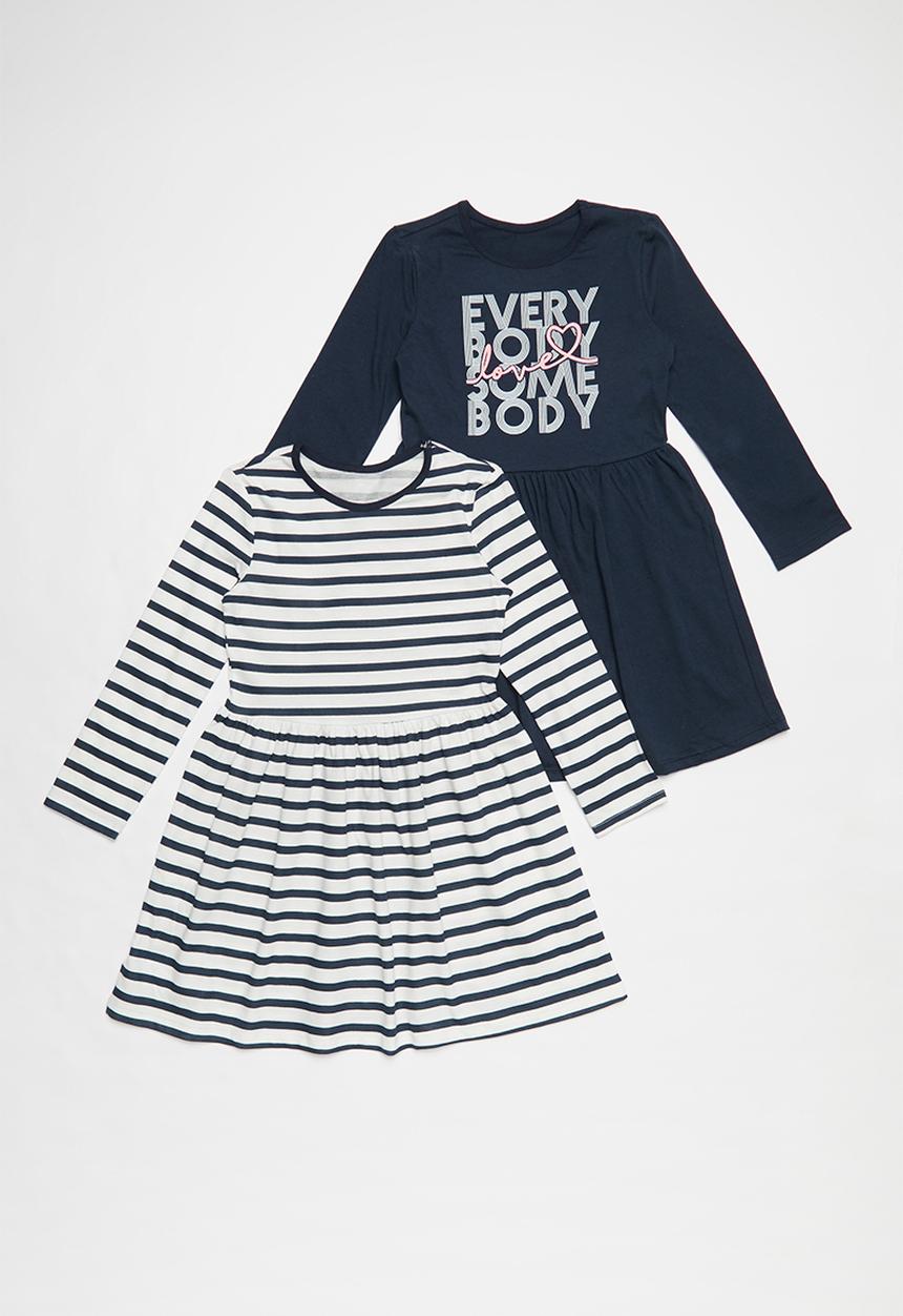 Pop Candy - 2 Pack dress - navy & white
