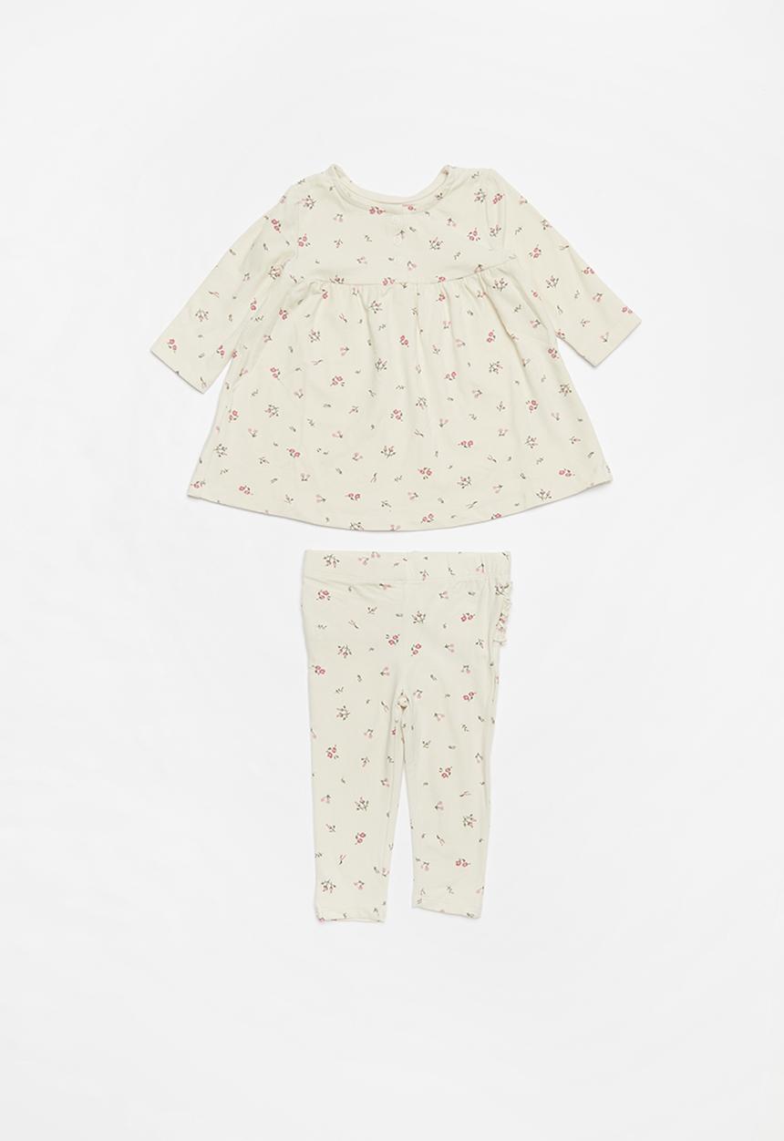 Cotton On - Molly long sleeve dress & Quinn ruffle legging - dark vanilla