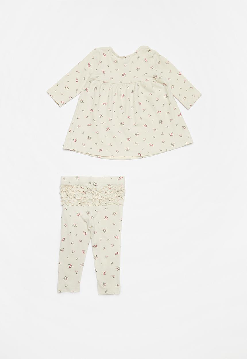 Cotton On - Molly long sleeve dress & Quinn ruffle legging - dark vanilla