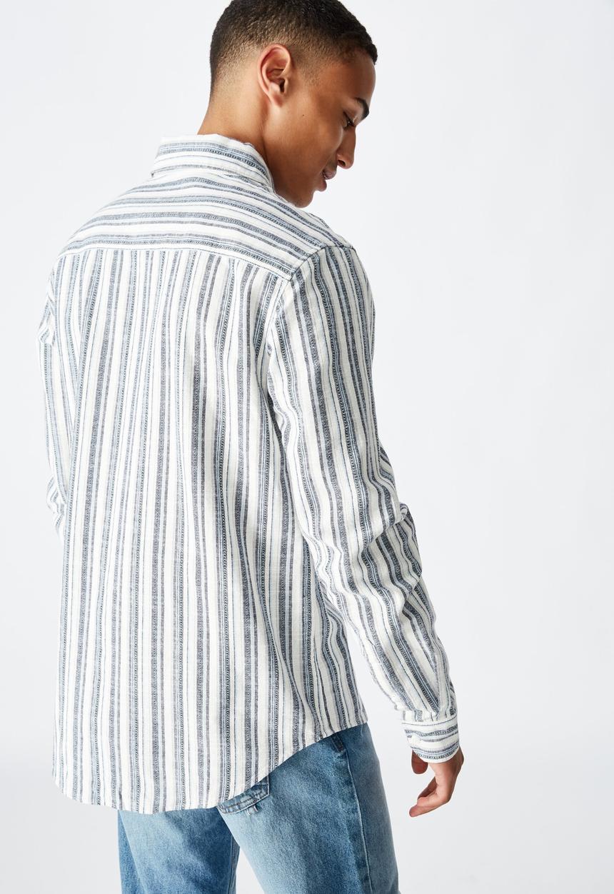 Cotton On - Textured long sleeve shirt - blue 