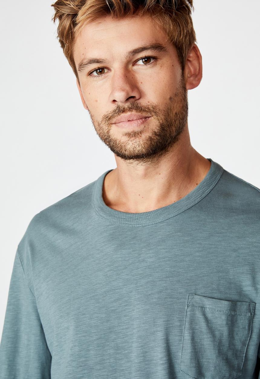 Cotton On - Otis long sleeve tee - smokey teal
