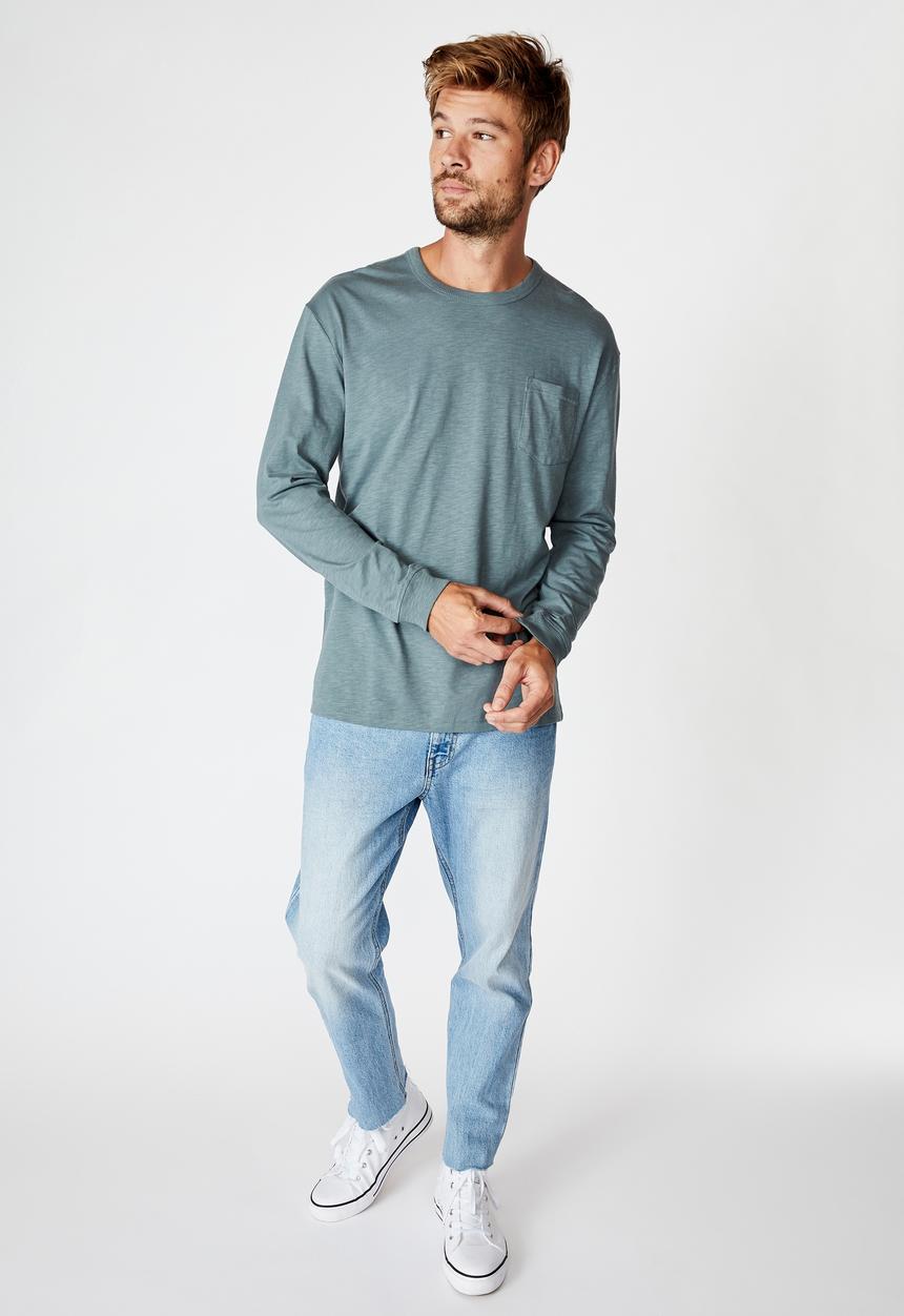 Cotton On - Otis long sleeve tee - smokey teal