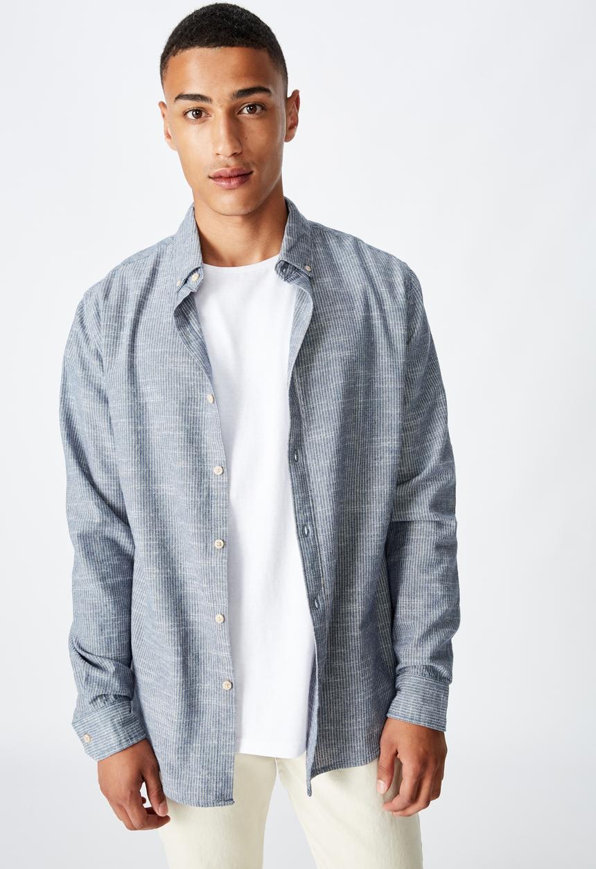 Cotton On - Textured long sleeve shirt - indigo 