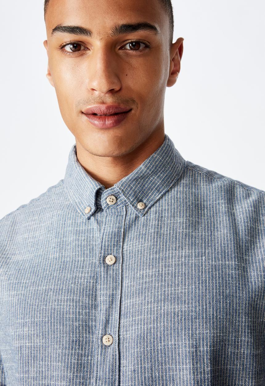 Cotton On - Textured long sleeve shirt - indigo 