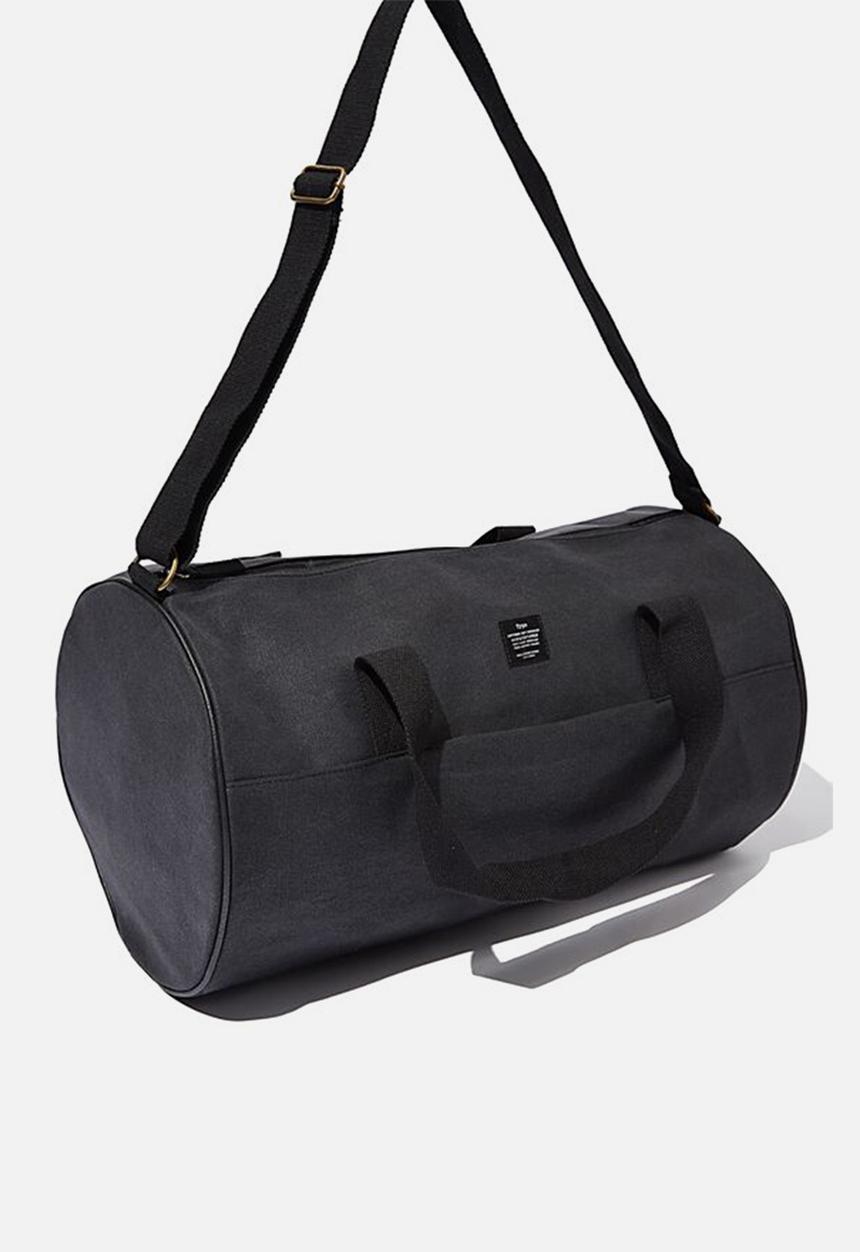 Typo - Canvas barrel bag - black