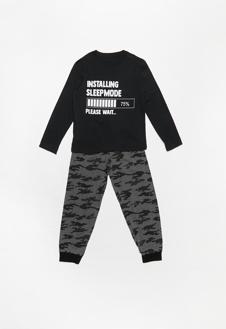 Rebel Republic - Sleep mode pj set - grey & black 